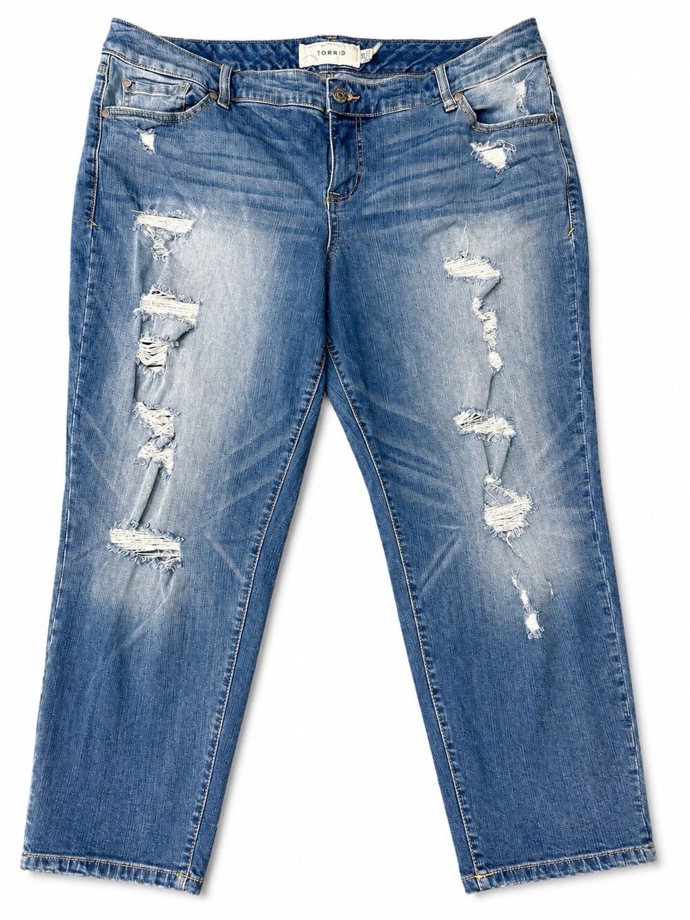 Torrid Distressed Boyfriend Jeans Women’s Size 20 Short Light Wash Plus Denim